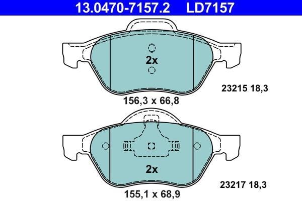 Jeu de 4 plaquettes de frein ATE ref. 13.0470-7157.2