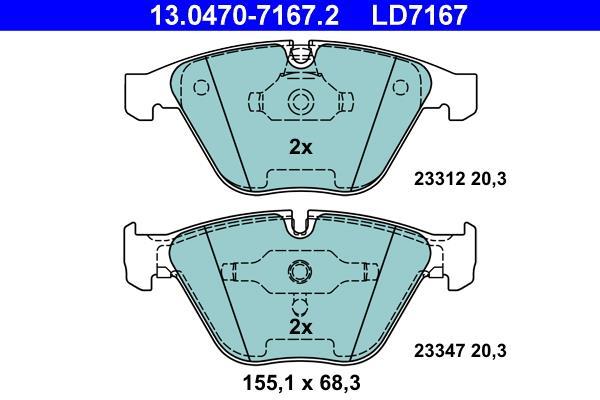 Jeu de 4 plaquettes de frein ATE ref. 13.0470-7167.2