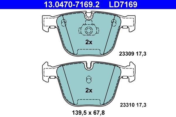 Jeu de 4 plaquettes de frein ATE ref. 13.0470-7169.2