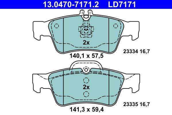 Jeu de 4 plaquettes de frein ATE ref. 13.0470-7171.2