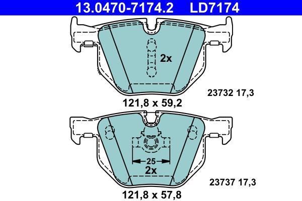Jeu de 4 plaquettes de frein ATE ref. 13.0470-7174.2