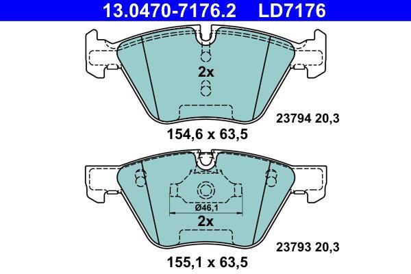 Jeu de 4 plaquettes de frein ATE ref. 13.0470-7176.2