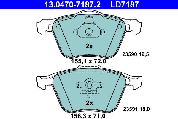 Jeu de 4 plaquettes de frein ATE ref. 13.0470-7187.2
