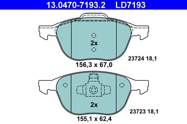 Jeu de 4 plaquettes de frein ATE ref. 13.0470-7193.2