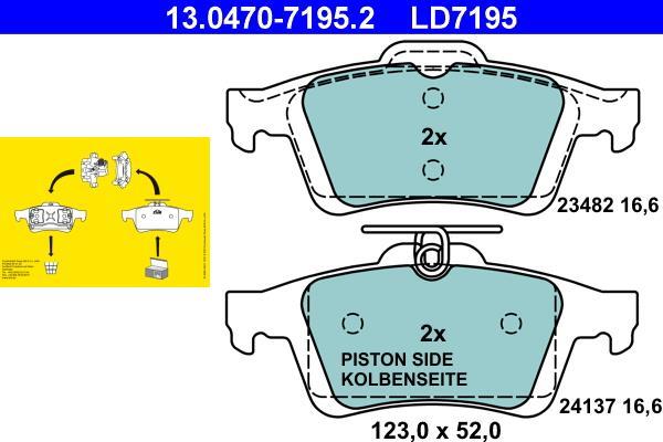 Jeu de 4 plaquettes de frein ATE ref. 13.0470-7195.2