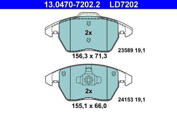 Jeu de 4 plaquettes de frein ATE ref. 13.0470-7202.2