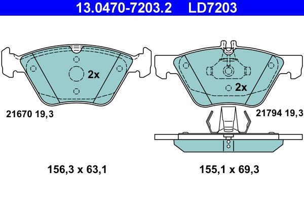 Jeu de 4 plaquettes de frein ATE ref. 13.0470-7203.2
