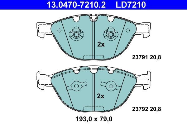 Jeu de 4 plaquettes de frein ATE ref. 13.0470-7210.2