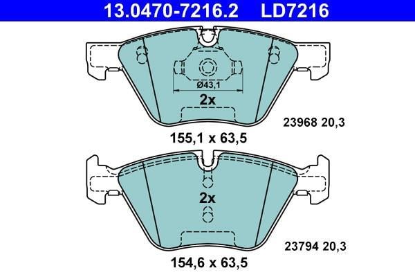 Jeu de 4 plaquettes de frein ATE ref. 13.0470-7216.2