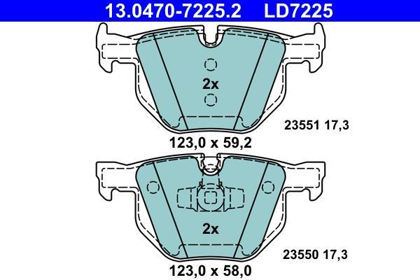 Jeu de 4 plaquettes de frein ATE ref. 13.0470-7225.2
