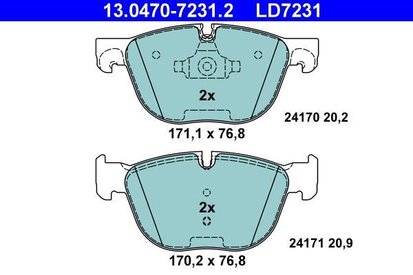 Jeu de 4 plaquettes de frein ATE ref. 13.0470-7231.2