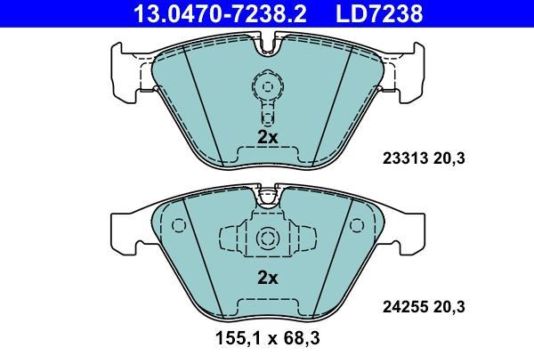 Jeu de 4 plaquettes de frein ATE ref. 13.0470-7238.2