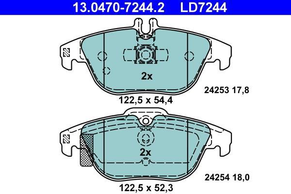 Jeu de 4 plaquettes de frein ATE ref. 13.0470-7244.2