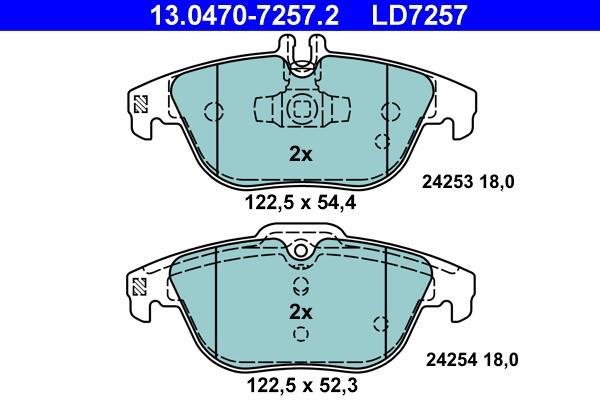 Jeu de 4 plaquettes de frein ATE ref. 13.0470-7257.2