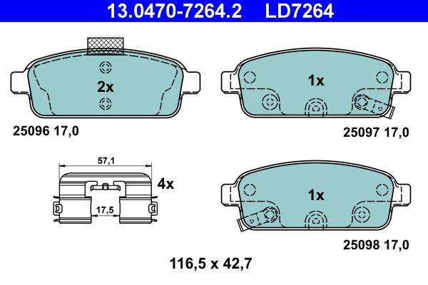 Jeu de 4 plaquettes de frein ATE ref. 13.0470-7264.2