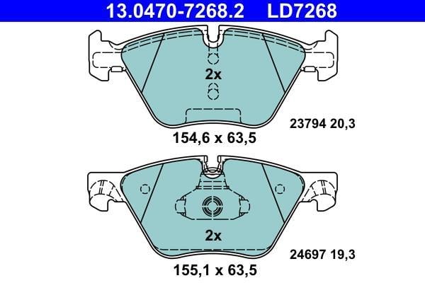 Jeu de 4 plaquettes de frein ATE ref. 13.0470-7268.2