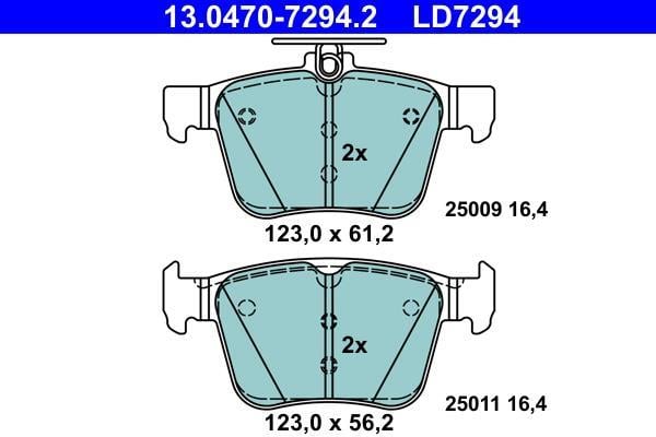Jeu de 4 plaquettes de frein ATE ref. 13.0470-7294.2