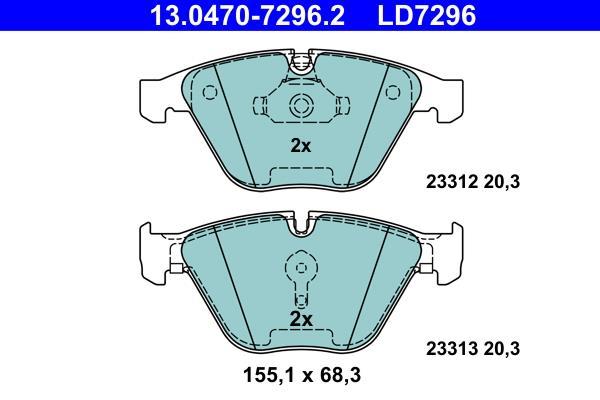 Jeu de 4 plaquettes de frein ATE ref. 13.0470-7296.2
