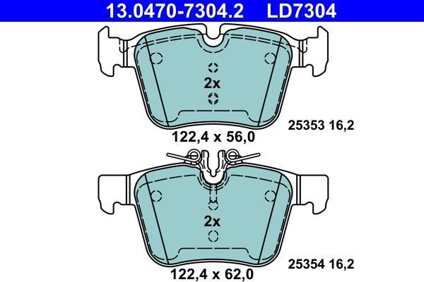 Jeu de 4 plaquettes de frein ATE ref. 13.0470-7304.2