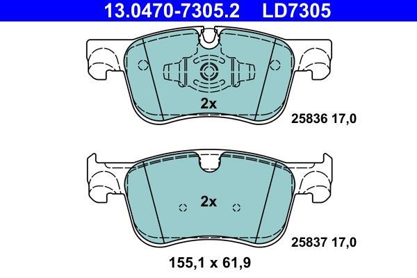 Jeu de 4 plaquettes de frein ATE ref. 13.0470-7305.2