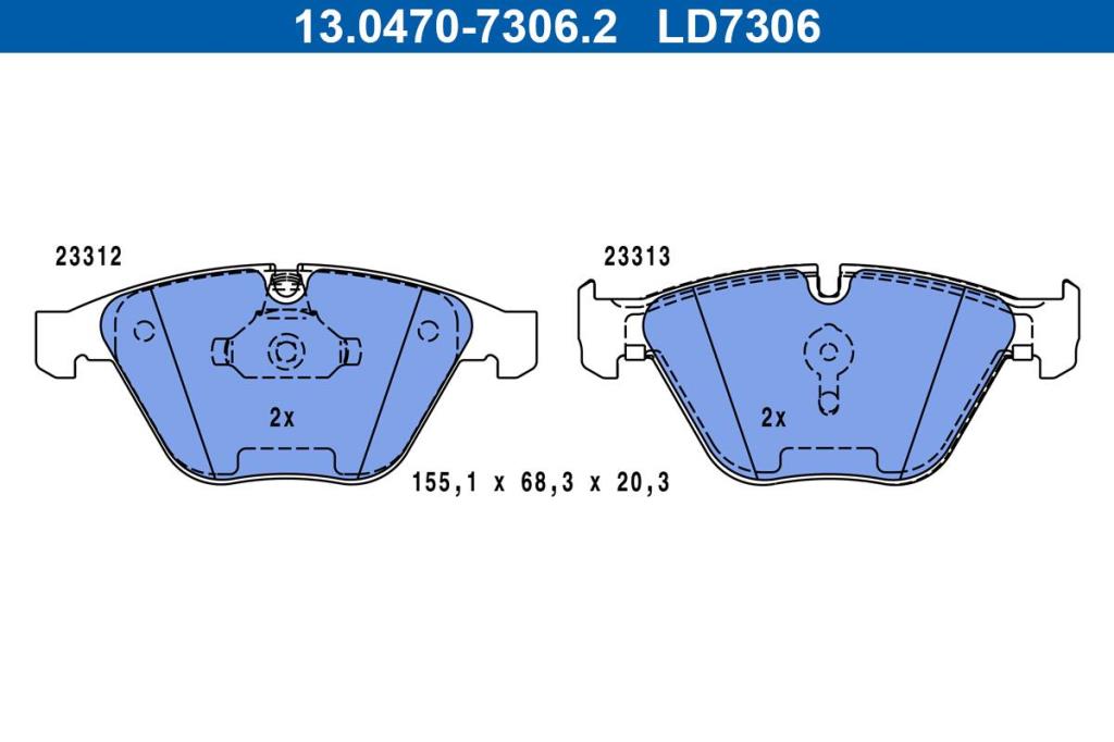 Jeu de 4 plaquettes de frein ATE ref. 13.0470-7306.2