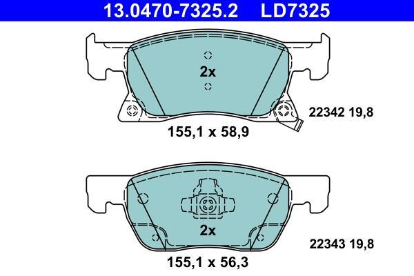 Jeu de 4 plaquettes de frein ATE ref. 13.0470-7325.2