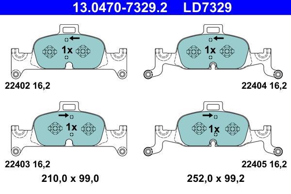 Jeu de 4 plaquettes de frein ATE ref. 13.0470-7329.2