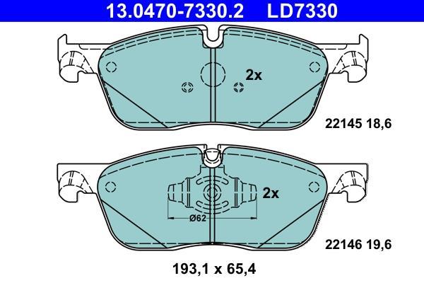 Jeu de 4 plaquettes de frein ATE ref. 13.0470-7330.2