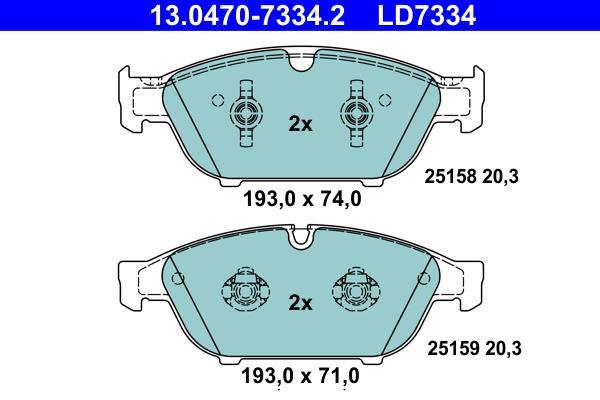 Jeu de 4 plaquettes de frein ATE ref. 13.0470-7334.2