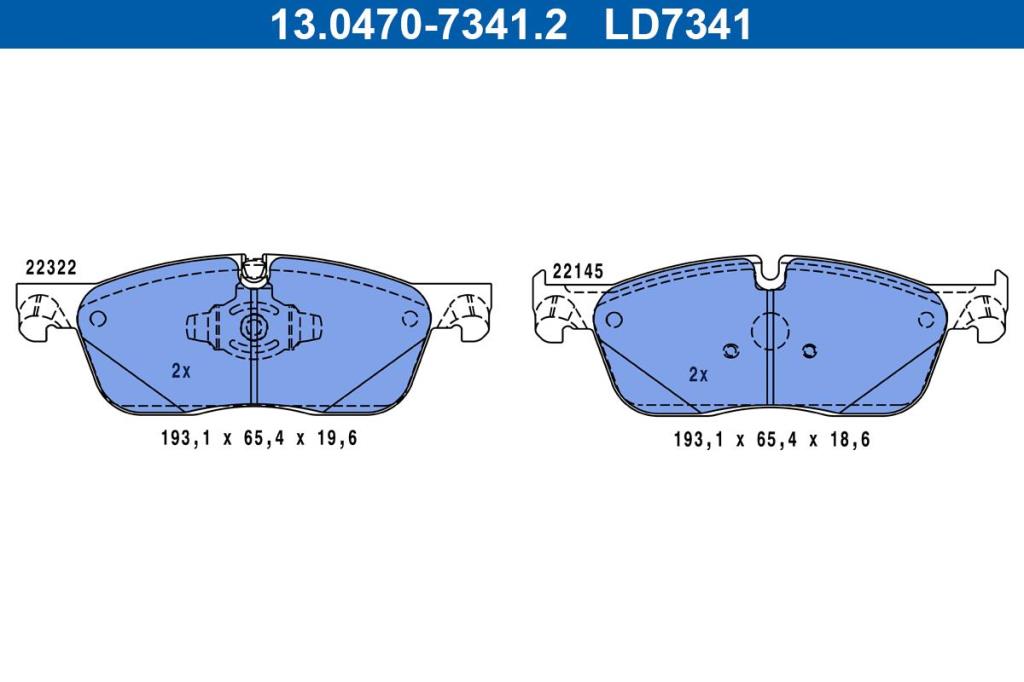 Jeu de 4 plaquettes de frein ATE ref. 13.0470-7341.2
