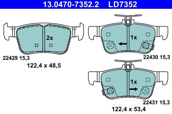 Jeu de 4 plaquettes de frein ATE ref. 13.0470-7352.2