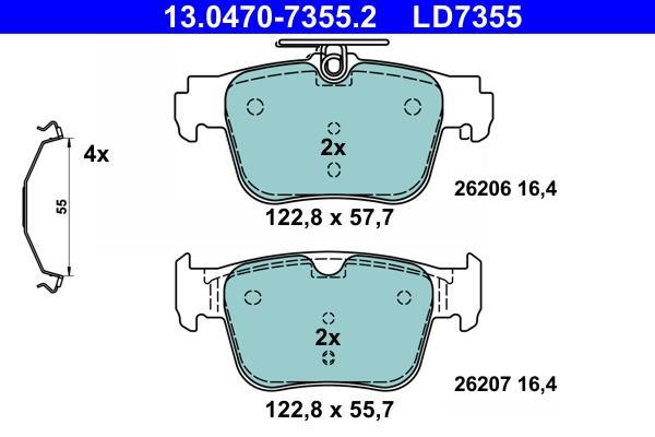 Jeu de 4 plaquettes de frein ATE ref. 13.0470-7355.2