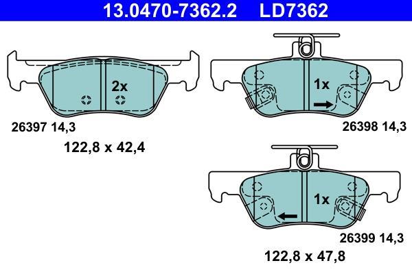 Jeu de 4 plaquettes de frein ATE ref. 13.0470-7362.2