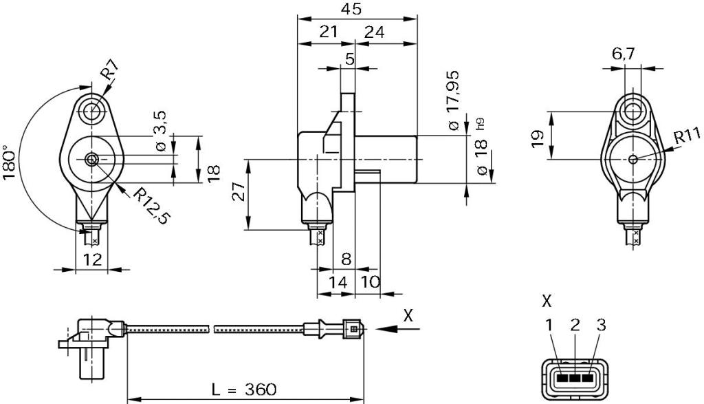 Palpeur de régime, gestion moteur (Capteur PMH) BOSCH ref. 0 261 210 104