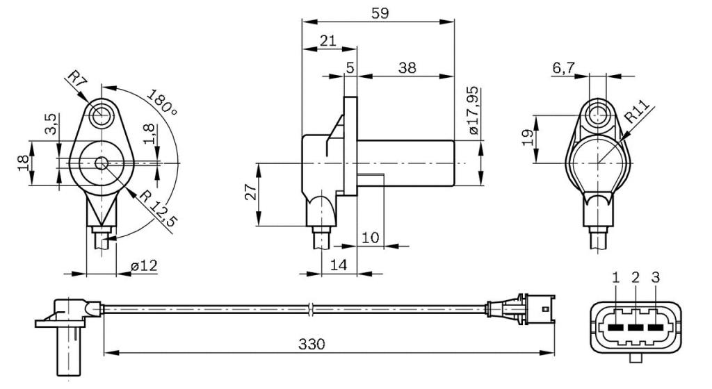 Sensor de velocidade do motor, gestão do motor BOSCH ref. 0 261 210 248