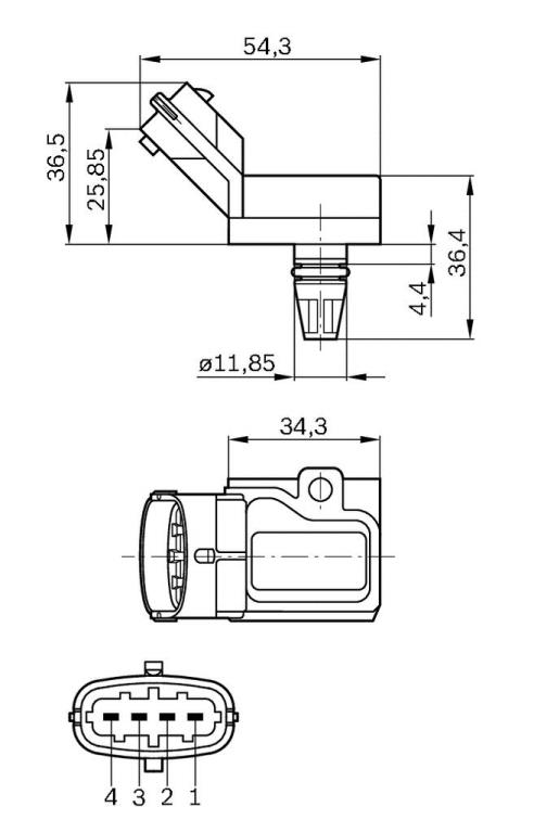 Sensor, presión de sobrealimentación BOSCH ref. 0 261 230 090
