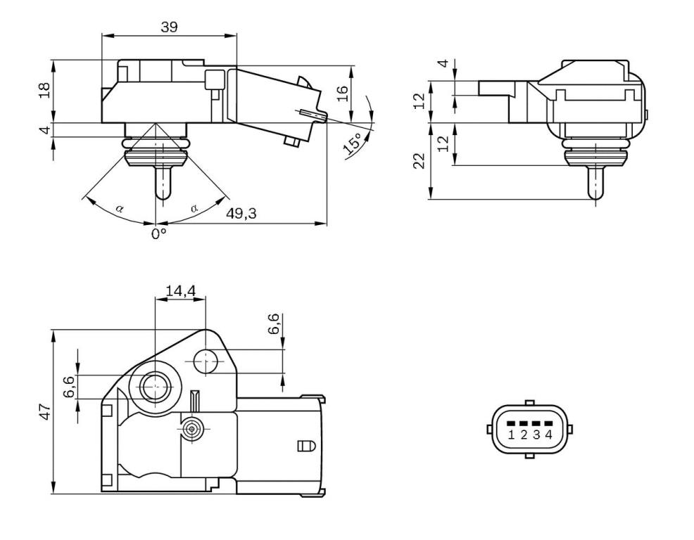 Capteur, pression de carburant BOSCH ref. 0 261 230 110