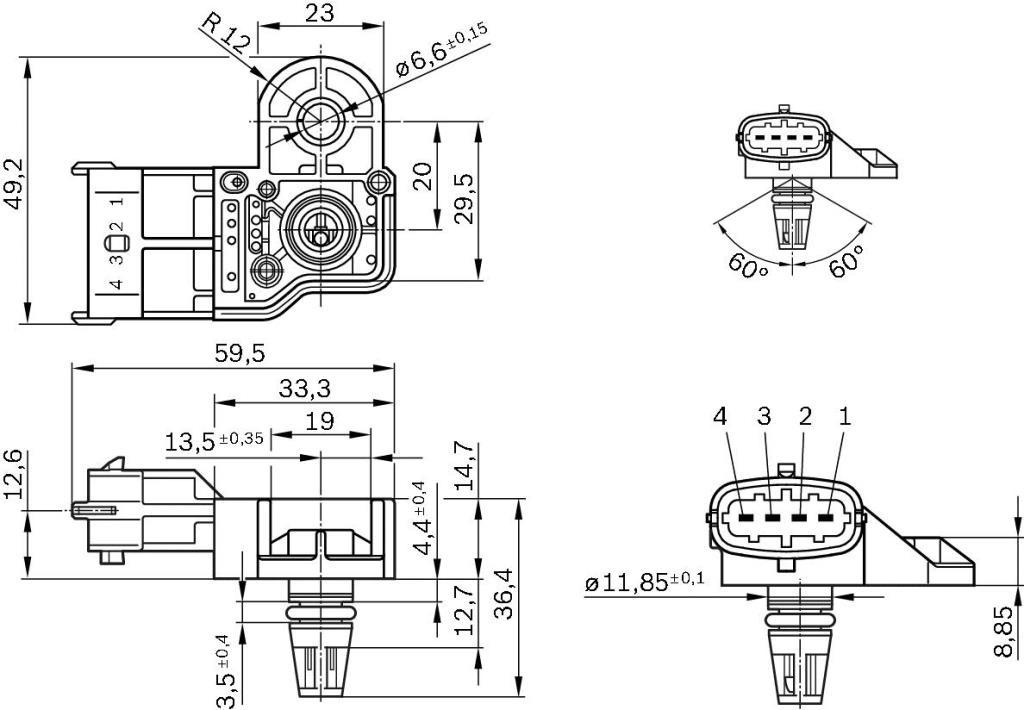 Sensor, presión de sobrealimentación BOSCH ref. 0 261 230 280