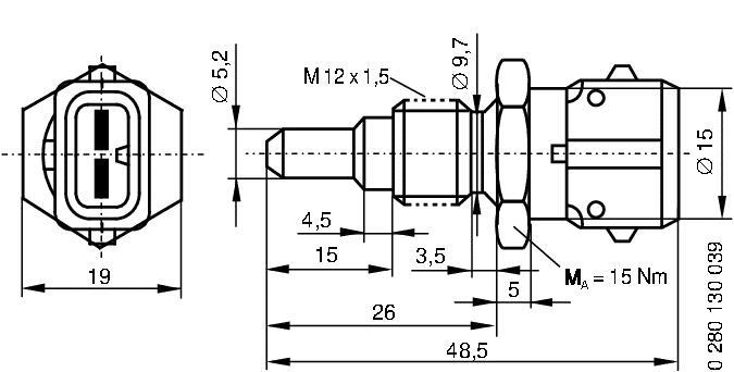 Sonde de température, liquide de refroidissement BOSCH ref. 0 280 130 039