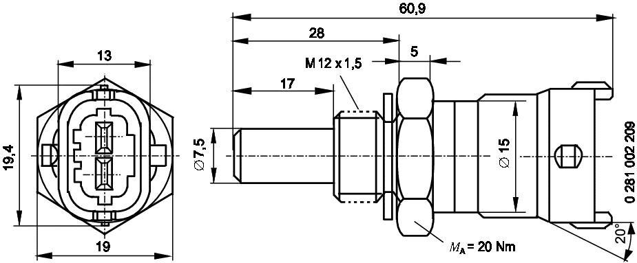 Sonde de température, liquide de refroidissement BOSCH ref. 0 281 002 209