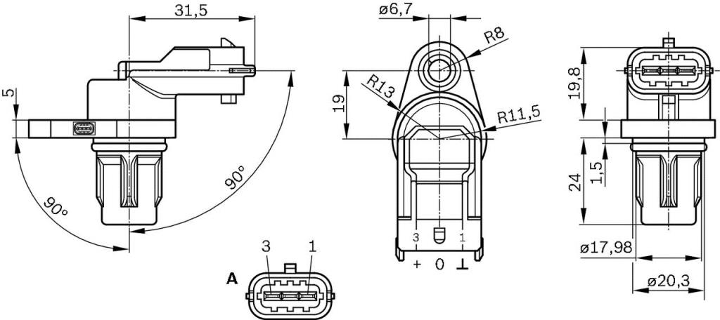 Palpeur de régime, gestion moteur (Capteur PMH) BOSCH ref. 0 281 002 667