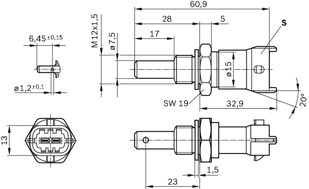 Sonde de température, liquide de refroidissement BOSCH 0 281 002 704