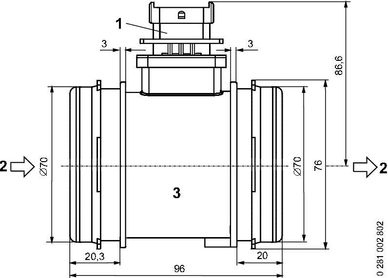 Débitmètre de masse d'air BOSCH 0 281 002 802