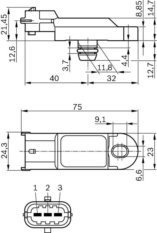 Sensor, presión de sobrealimentación BOSCH ref. 0 281 002 996