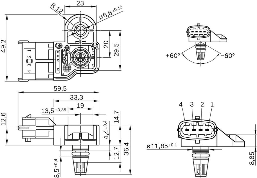 Sensor, presión de sobrealimentación BOSCH ref. 0 281 006 076