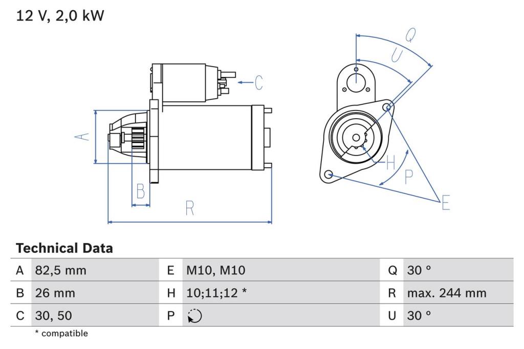 Motor de arranque BOSCH ref. 0 986 017 260