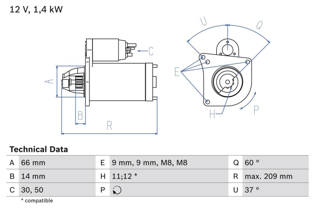 Motor de arranque (Arrancador) BOSCH ref. 0 986 021 651