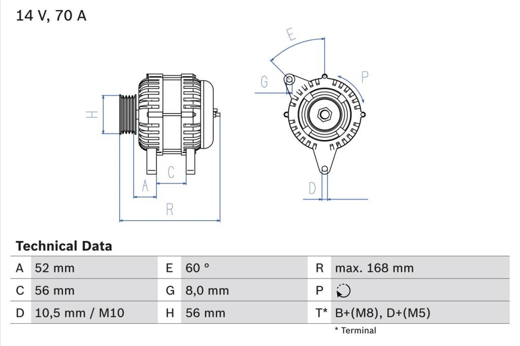 Alternador BOSCH ref. 0 986 040 201