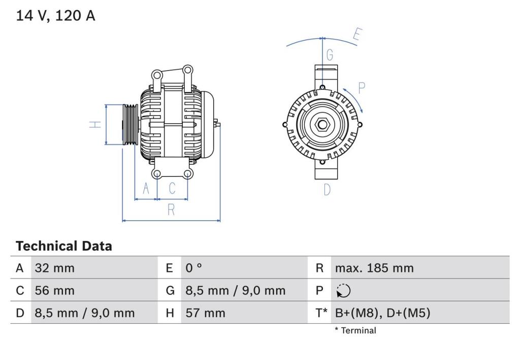 Alternador BOSCH ref. 0 986 048 620