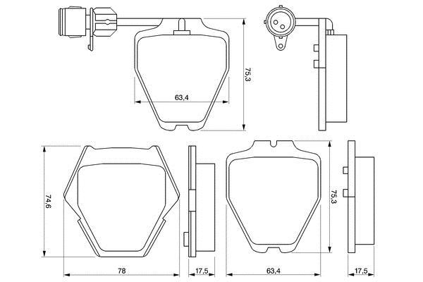 Jeu de 4 plaquettes de frein BOSCH ref. 0 986 424 689